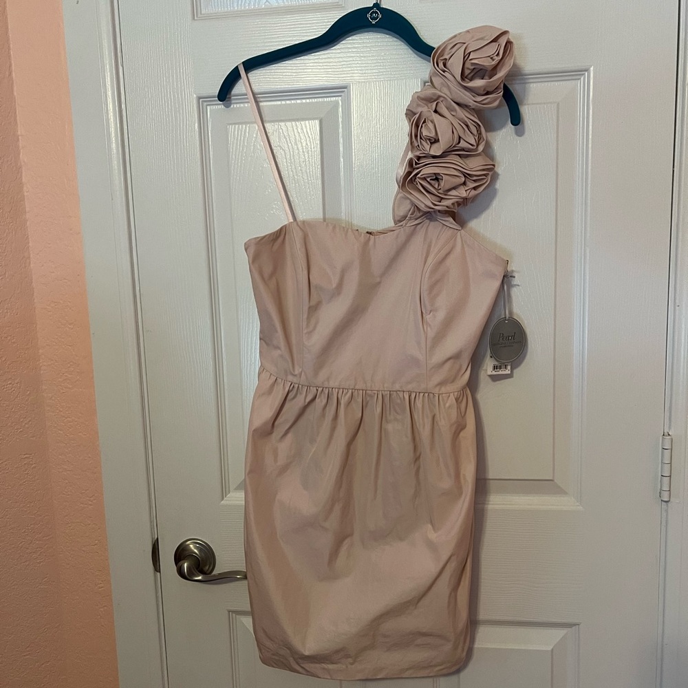 Pearl by Georgina Chapman of Marchesa Blush One-Shoulder Taffeta Dress